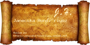 Janecska Honóriusz névjegykártya